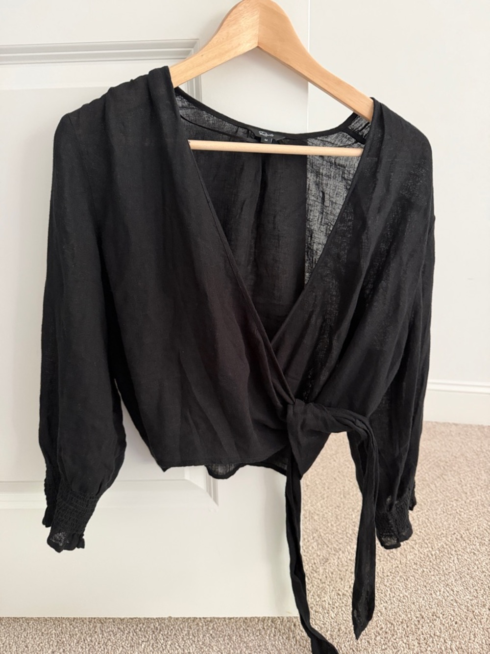Rails Black Wrap Tie Blouse